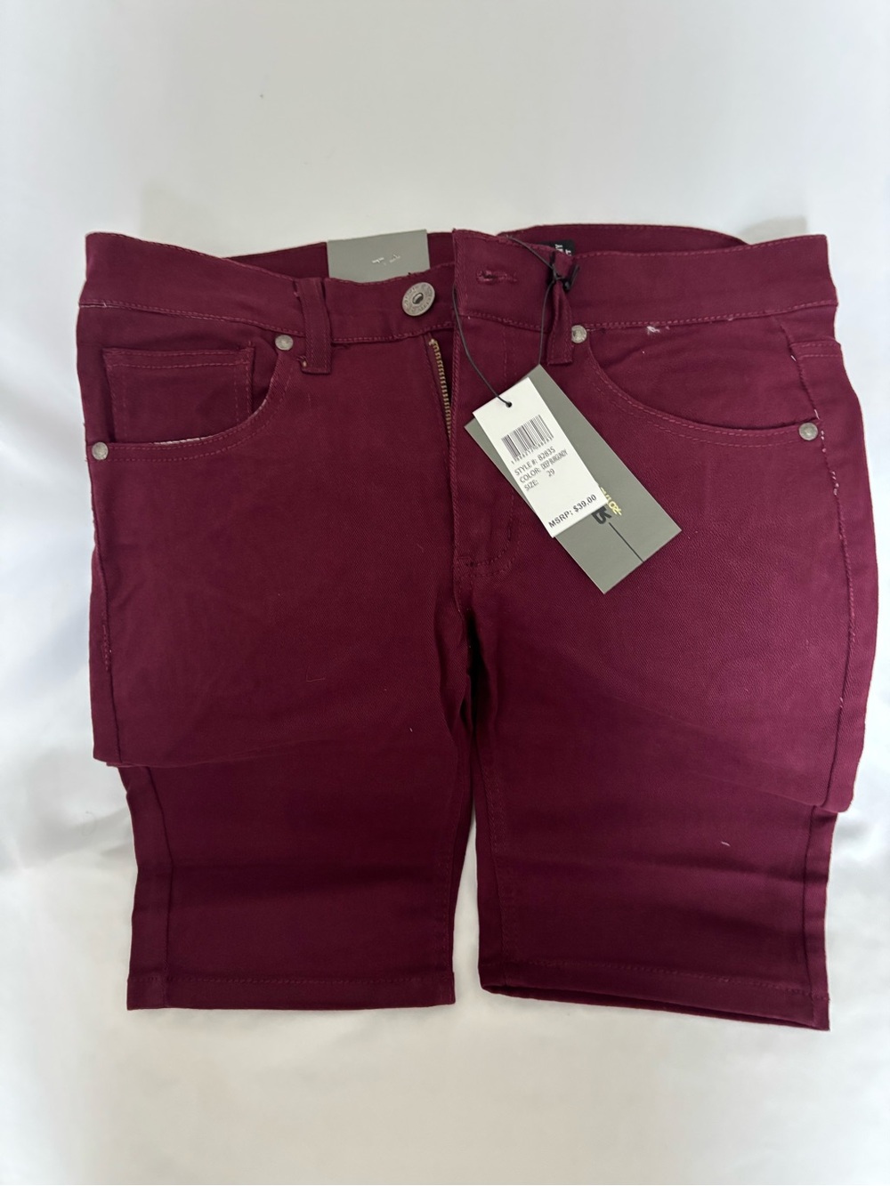 Royal Blue Skinny Fit Wine-Colored Mid-Rise Shorts Size 29